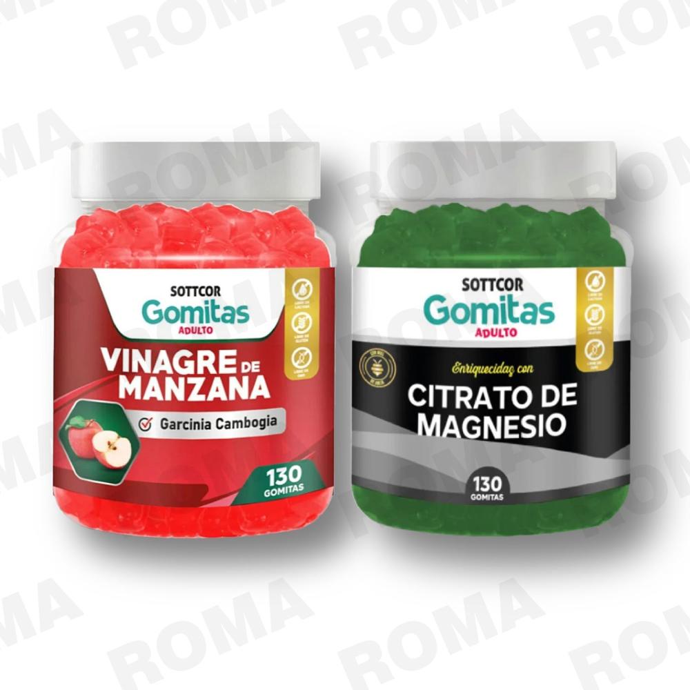 PACK GOMITAS VINAGRE DE MANZANA Y CITRATO DE MAGNESIO SOTTCOR LABS