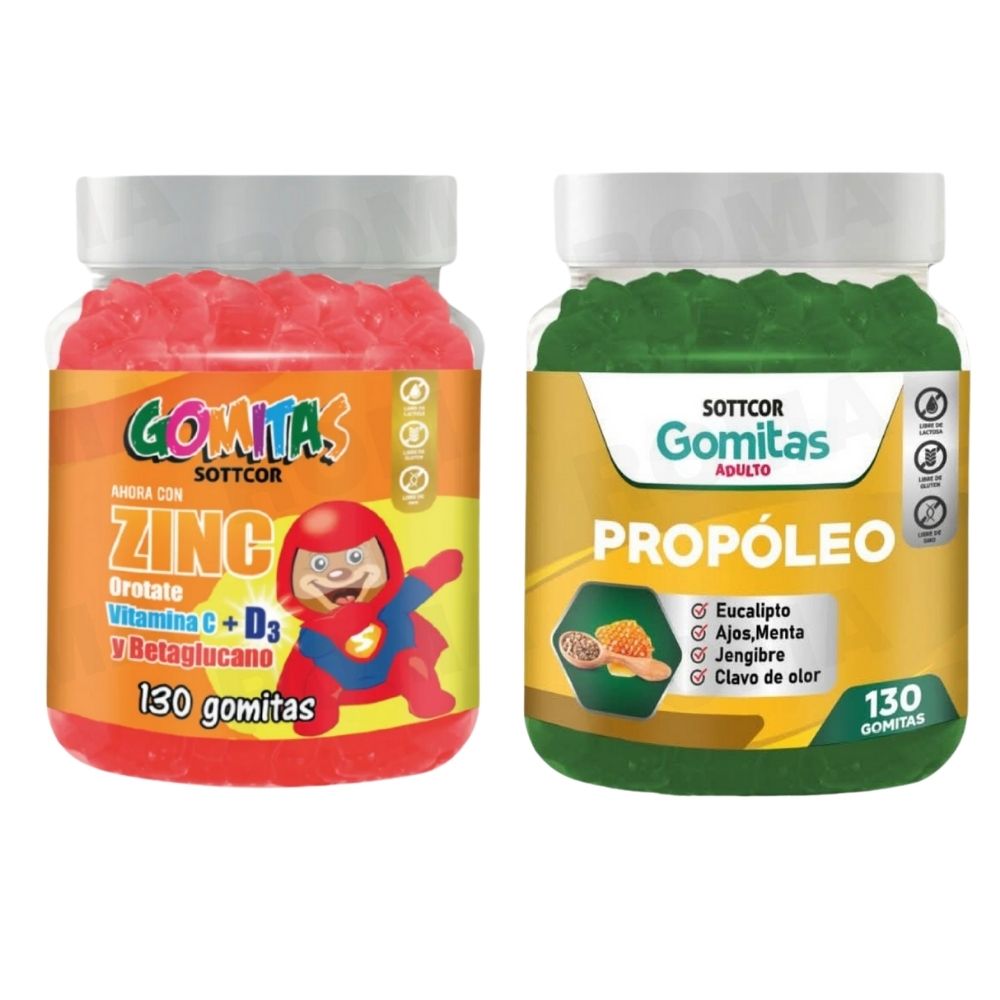 PACK 2 GOMITAS ZINC OROTATE NIÑOS 130UND + GOMITAS PROPÓLEO 130UND