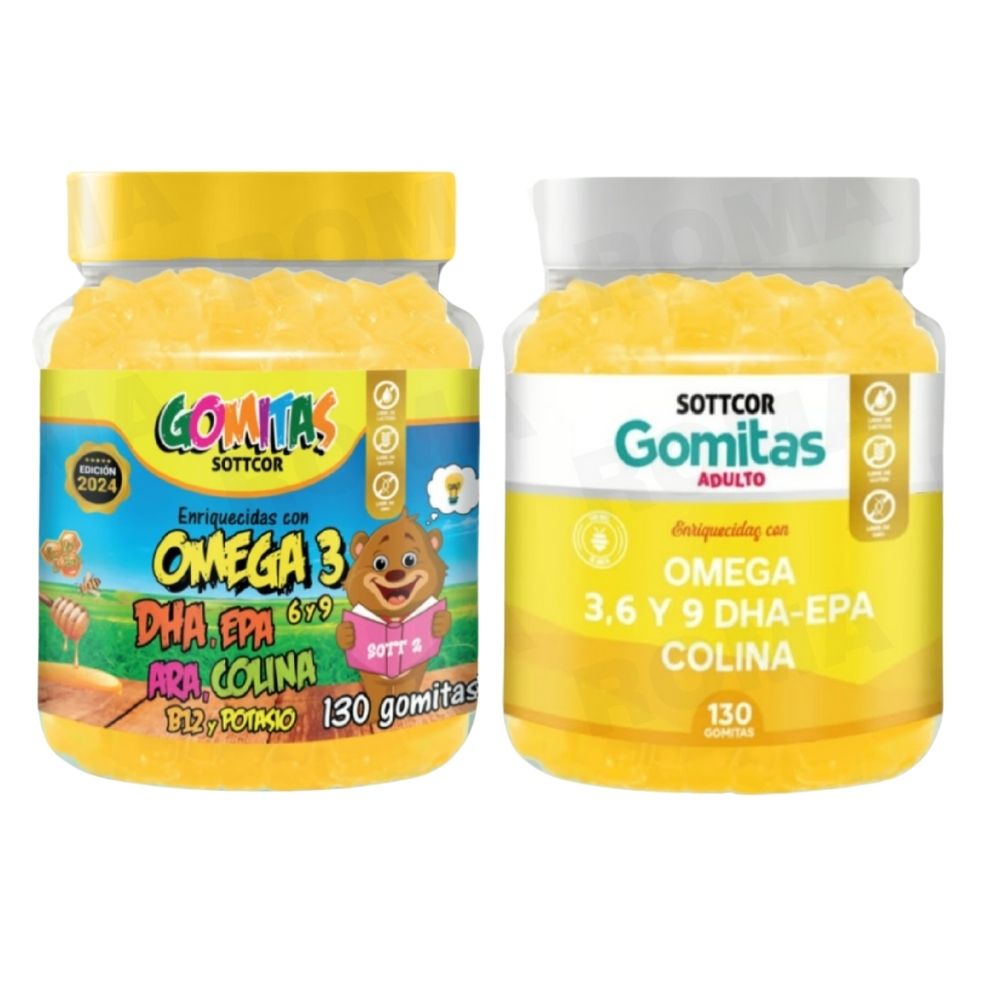 PACK 2 GOMITAS VITAMINAS PARA NIÑOS + OMEGA 3 ADULTO 260 UND