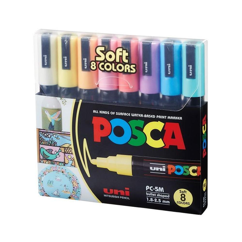 POSCA Pack PC-5M 8C Soft Color Nueva Presentación X8