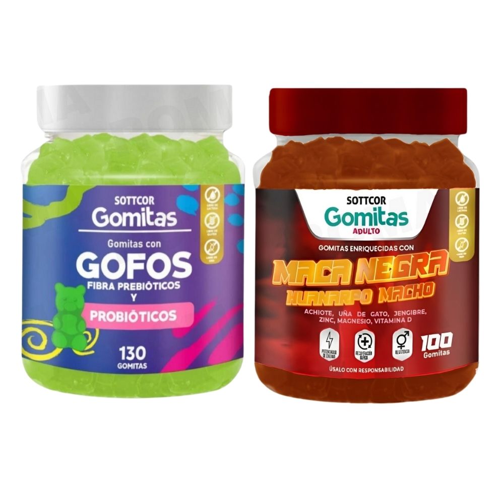 PACK 2 GOMITAS GOFOS PARA NIÑOS + GOMITAS MACA NEGRA 100 UND PACK 2 GOMITAS GOFOS PARA NIÑOS + GOMITAS MACA NEGRA 100 UND