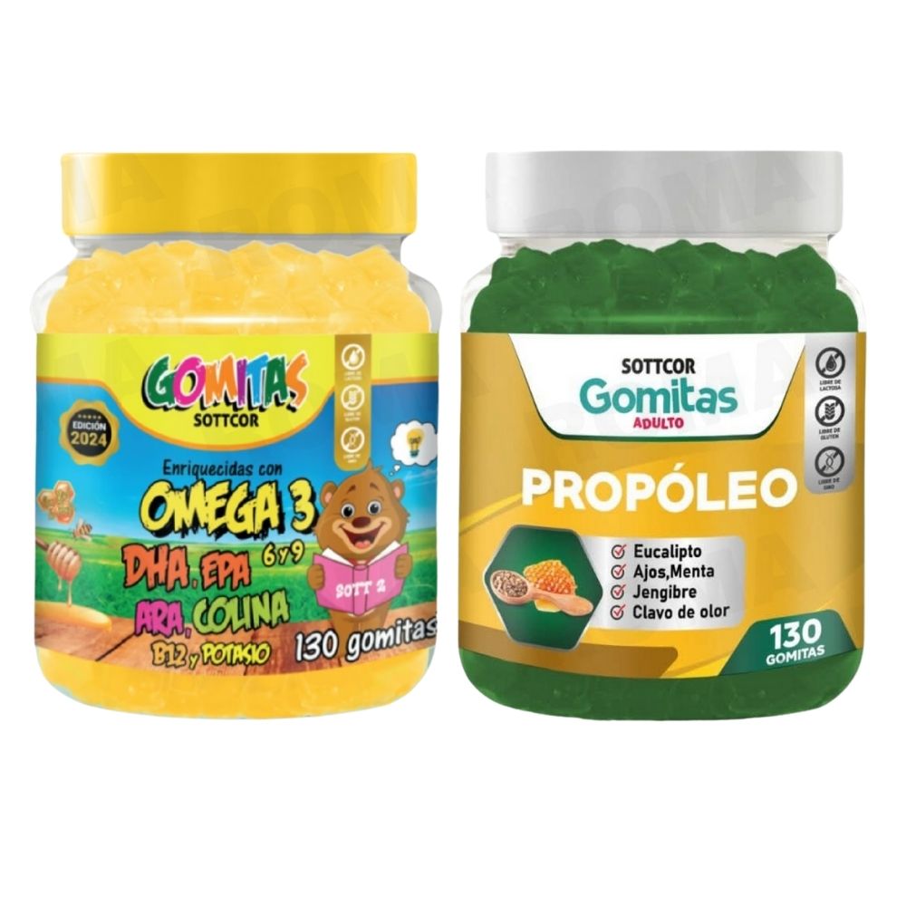 PACK 2 GOMITAS OMEGA 3 NIÑOS + PROPOLEO ADULTO 260 UND