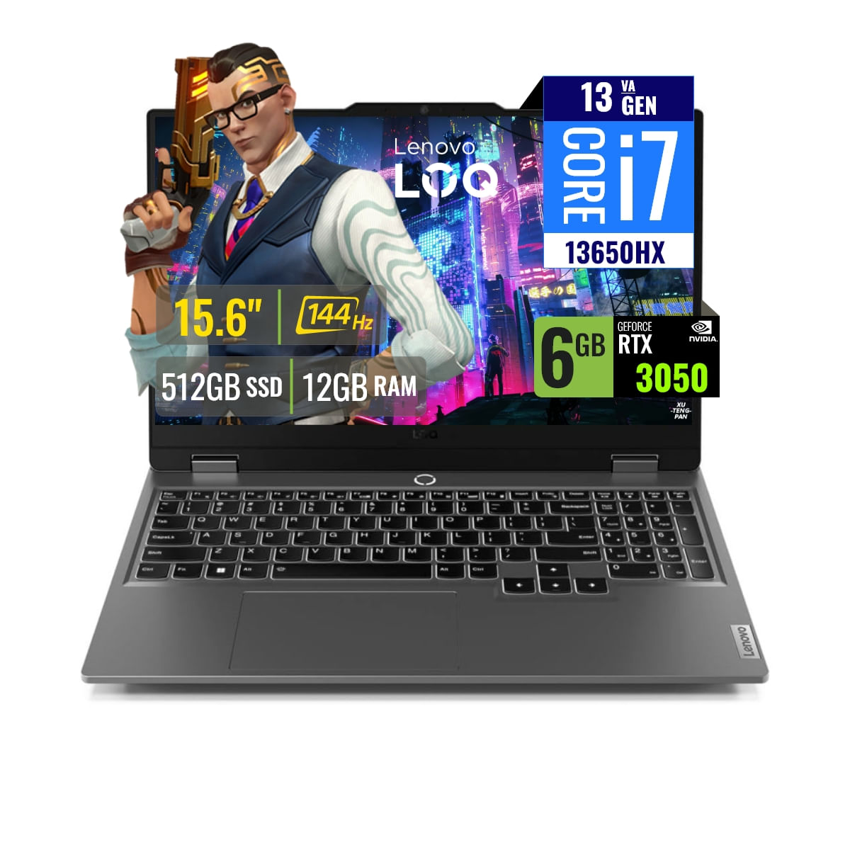 Laptop Lenovo LOQ 15IRX9 Intel Core i7 13650HX 12GB RAM 512GB SSD 6GB RTX 3050 15.6 FHD 83DV00FHLM