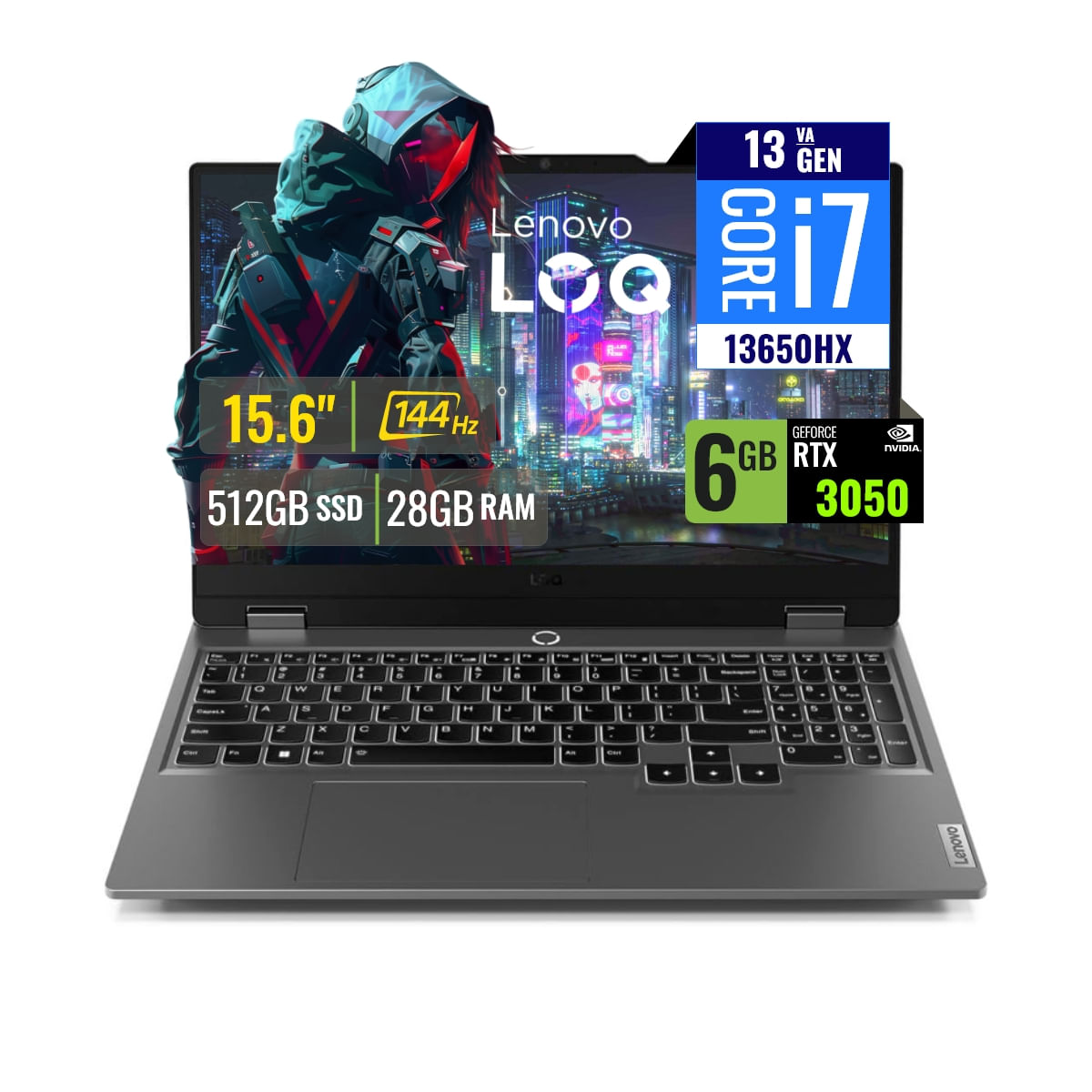 Laptop Lenovo LOQ 15IRX9 Intel Core i7 13650HX 28GB RAM 512GB SSD 6GB RTX 3050 15.6 FHD 83DV00FHLM28