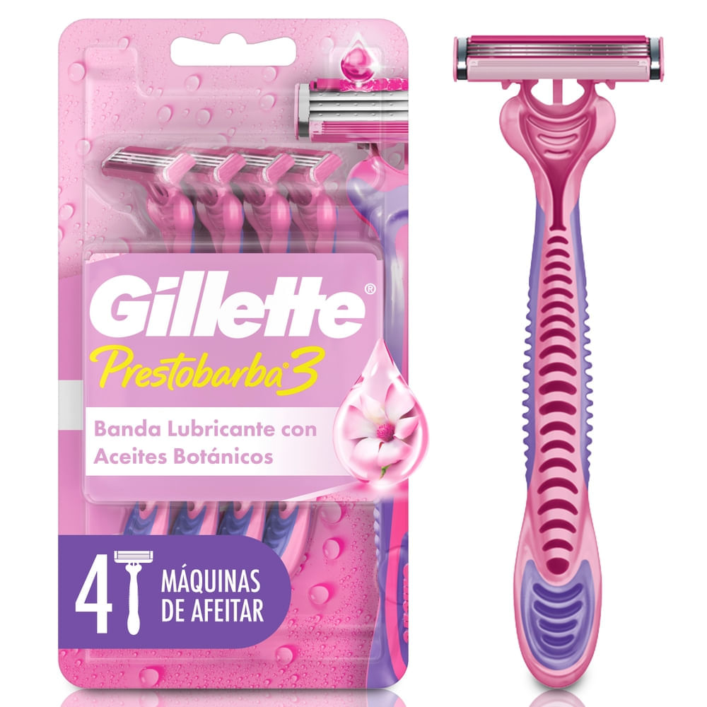 Máquina de Afeitar GILLETE Prestobarba 3 Hojas Mujer Descartable Paquete 4un Máquina de Afeitar GILLETE Prestobarba 3 Hojas Mujer Descartable Paquete 4un