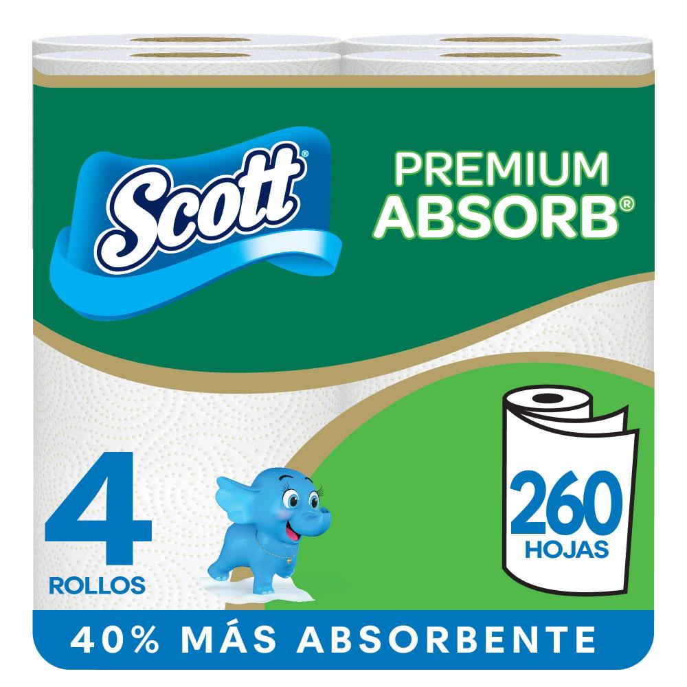 Toalla de Papel Desechable SCOTT Premium Absorb 65 hojas Paquete 4un