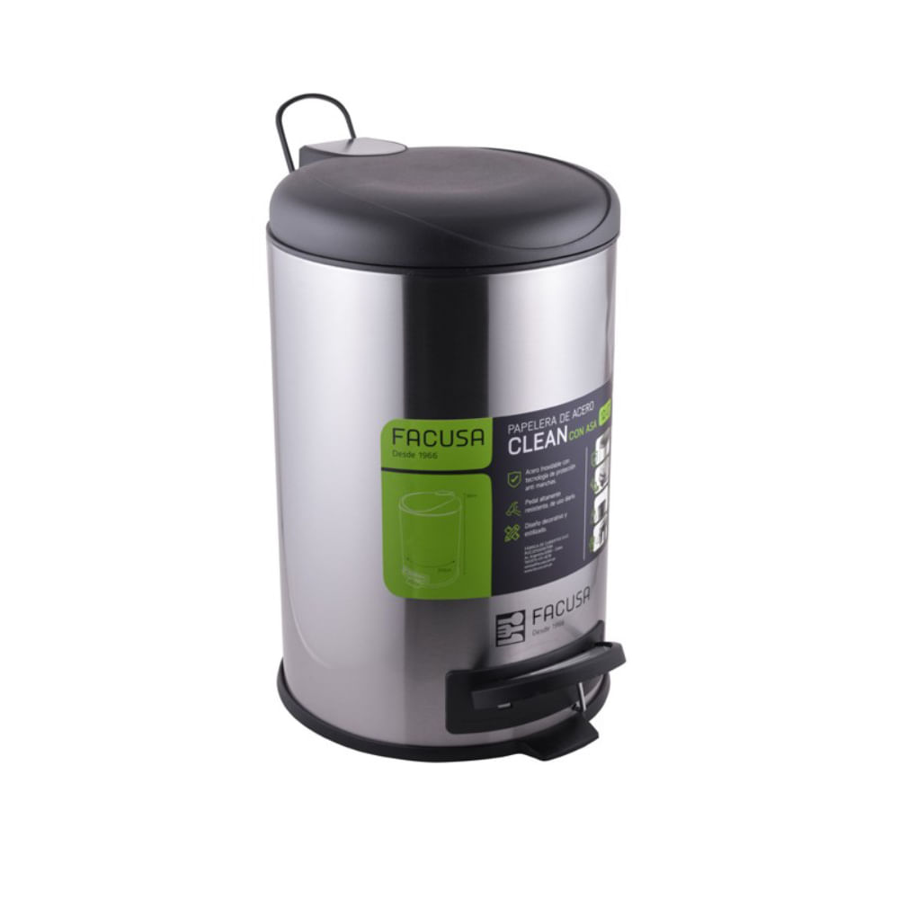 Papelera de Acero Inoxidable 12L con Pedal y Asa - Diseño Elegante y Fácil de Limpiar 984151201