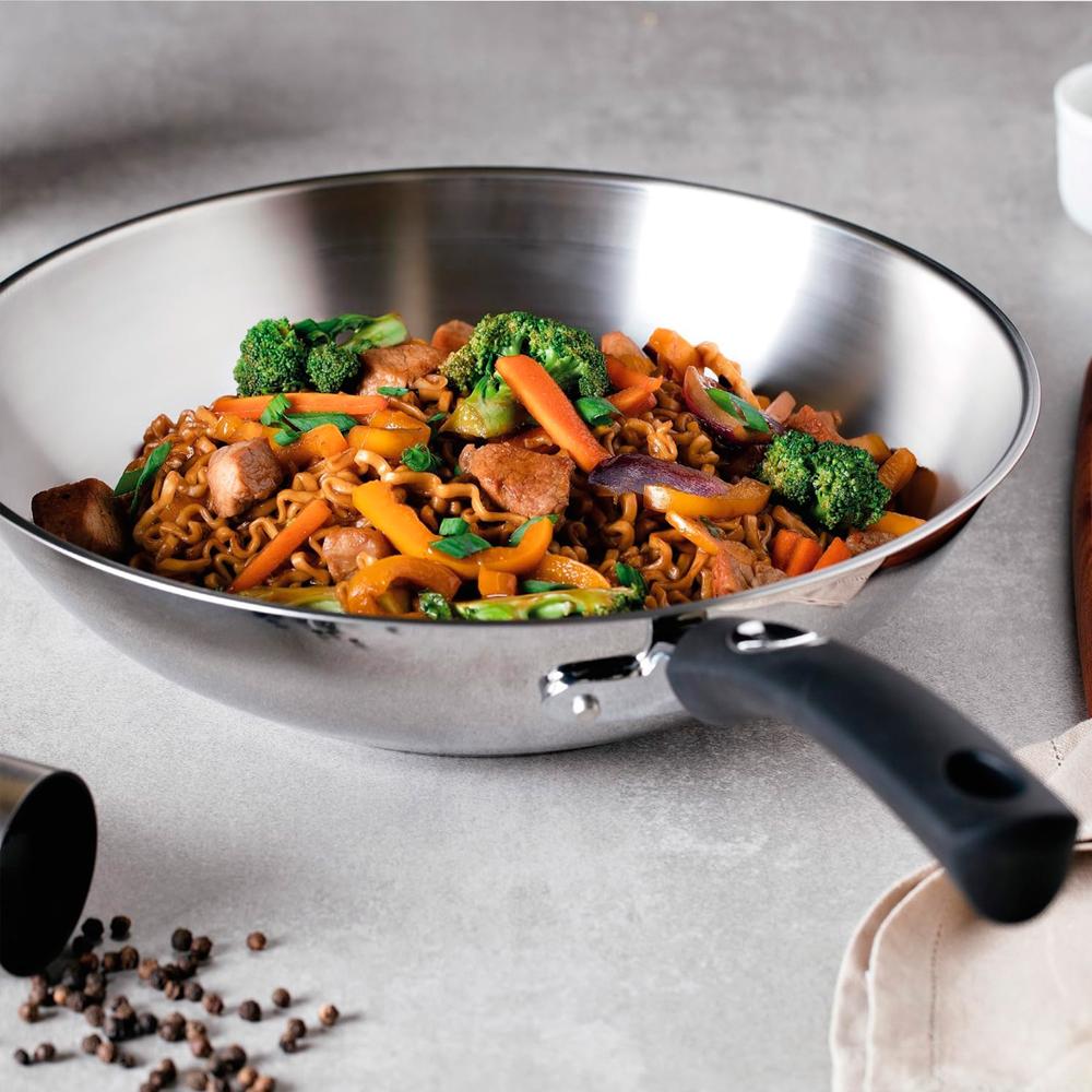 Sartén Wok Tramontina De Acero Inoxidable 28cm 3.3 Litros