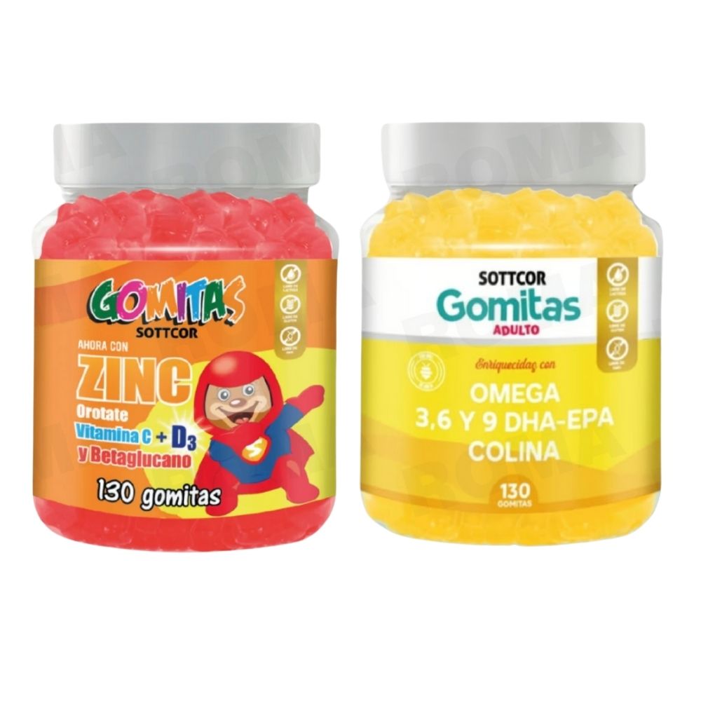 PACK 2 GOMITAS ZINC OROTATE NIÑOS 130UND + GOMITAS OMEGA 3 130UND