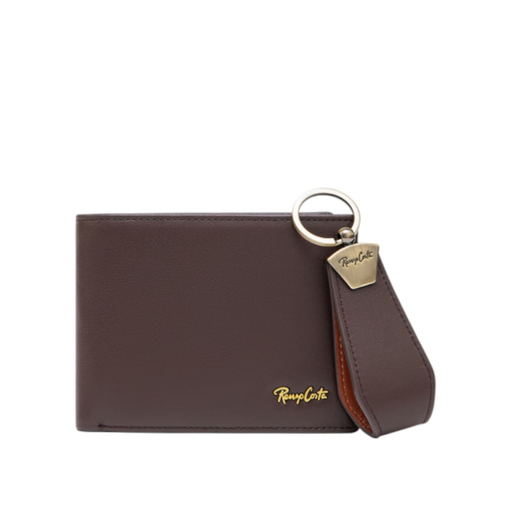 Set para Hombre Billetera y Llavero Solid Renzo Costa Stc 2453 6 Dk Brown 10 Yellow Lux