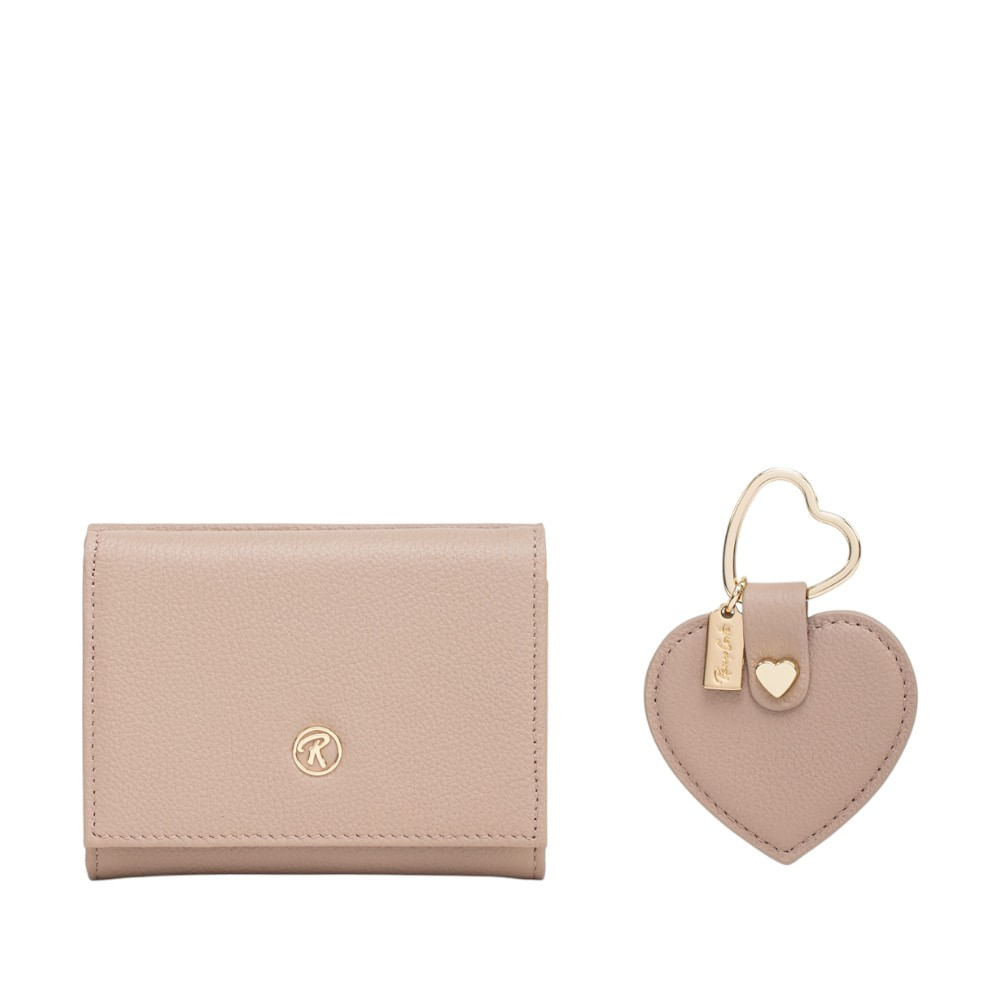 Set para Mujer Billetera y Llavero Love I Renzo Costa Std 2101 Df Grainy 16 Beige Lux