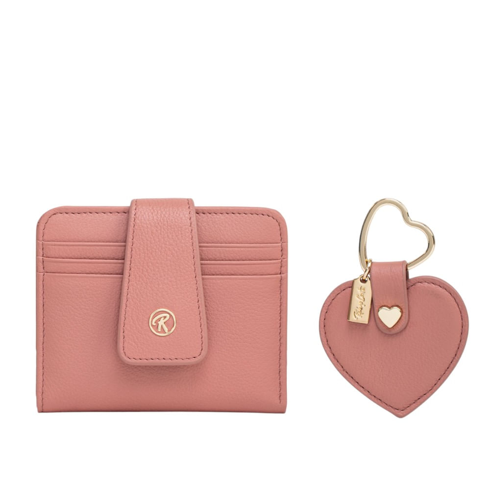 Set para Mujer Billetera y Llavero Love Ii Renzo Costa Std 2102 Df Grainy 7 Pink Lux
