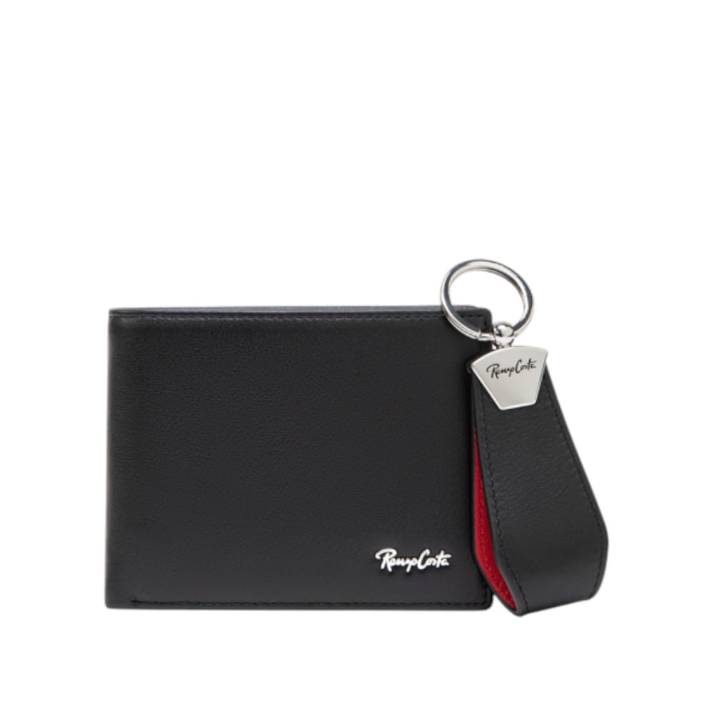 Set para Hombre Billetera y Llavero Solid Renzo Costa Stc 2453 1 Black 9 Red Lux
