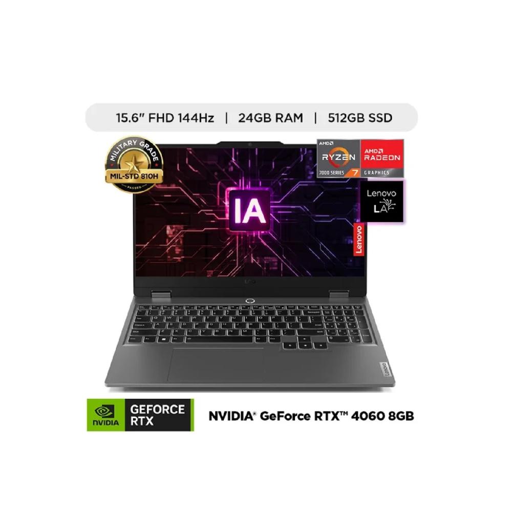Lenovo LOQ 15.6 FHD AMD Ryzen 7 7435HS 24GB DDR5 512GB SSD RTX 4060 8GB GDDR6 Windows 11 Español