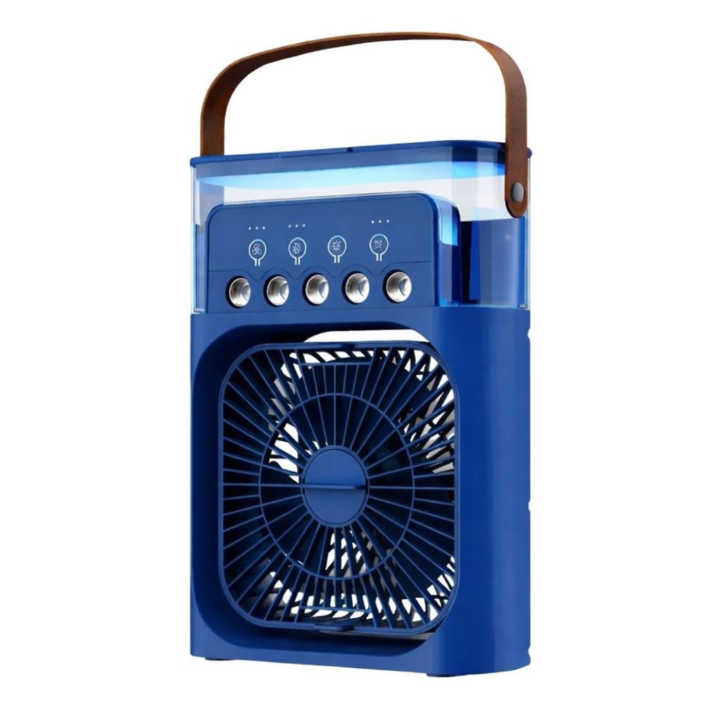 Ventilador Enfriador de Aire Portátil USB con Humidificador Luz LED y Temporizador KS-2027 Azul