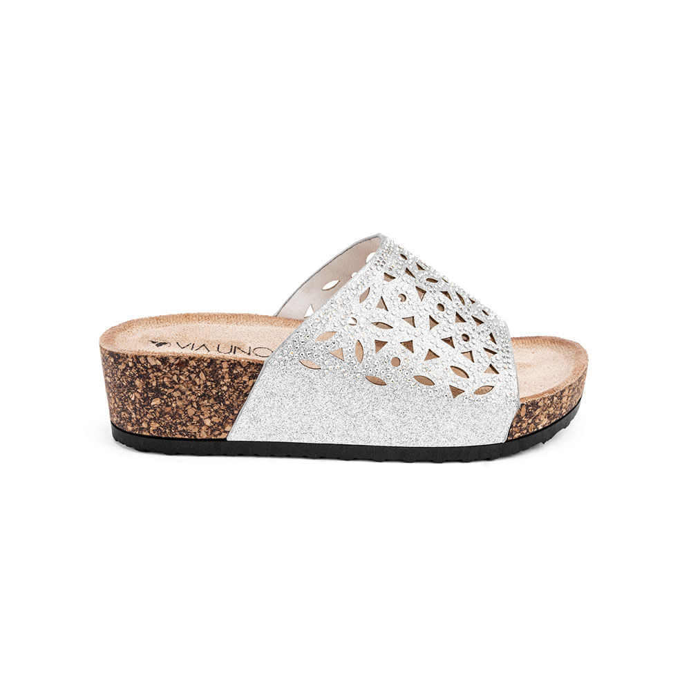 Sandalias Via Uno Mujer Lc054937 Plata 35