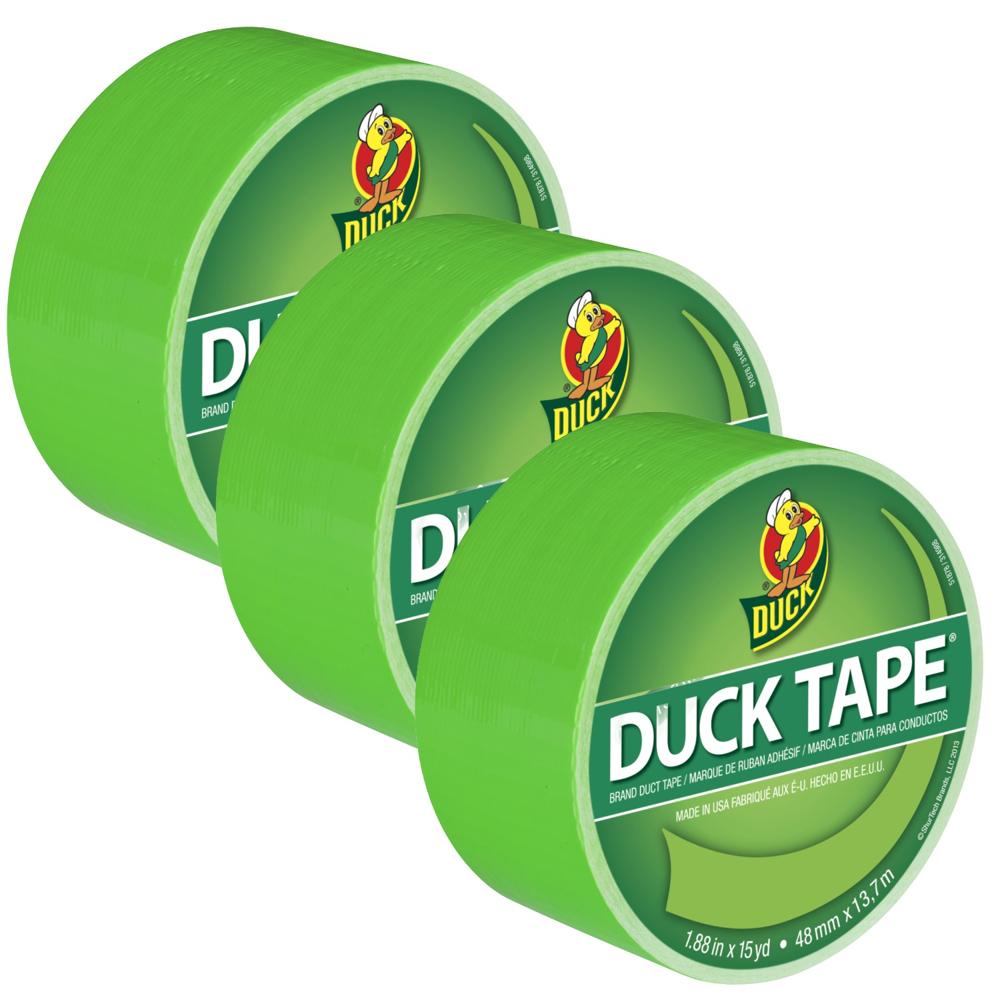 DUCK TAPE Cinta Adhesiva Duct 48mm x 15yds Verde Neón Pack x 3