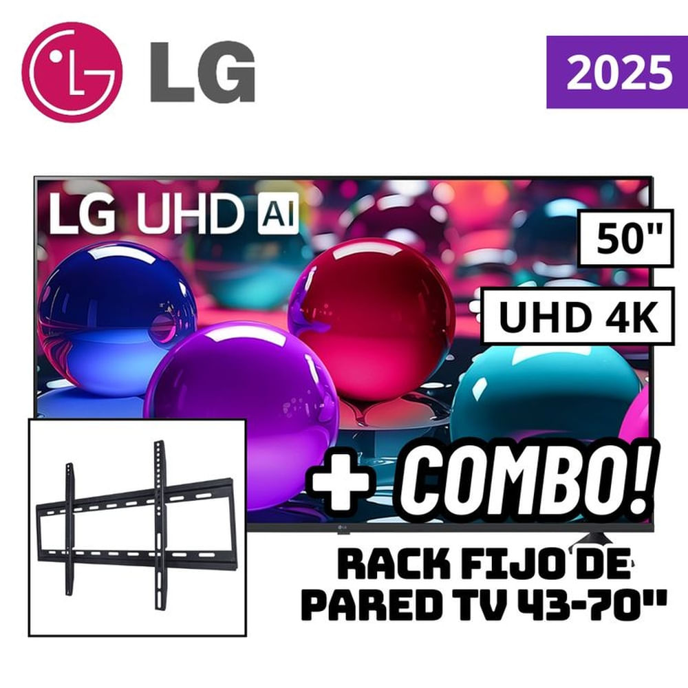 TELEVISOR LG 50 SMART TV THINQ AI WEBOS HUB 4K UHD LED 2025 - 50UA7300PSB - RACK FIJO