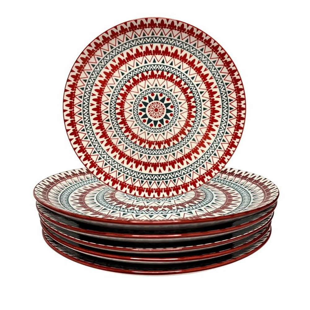 Plato de segundo Mándala Rubí - 6 unidades