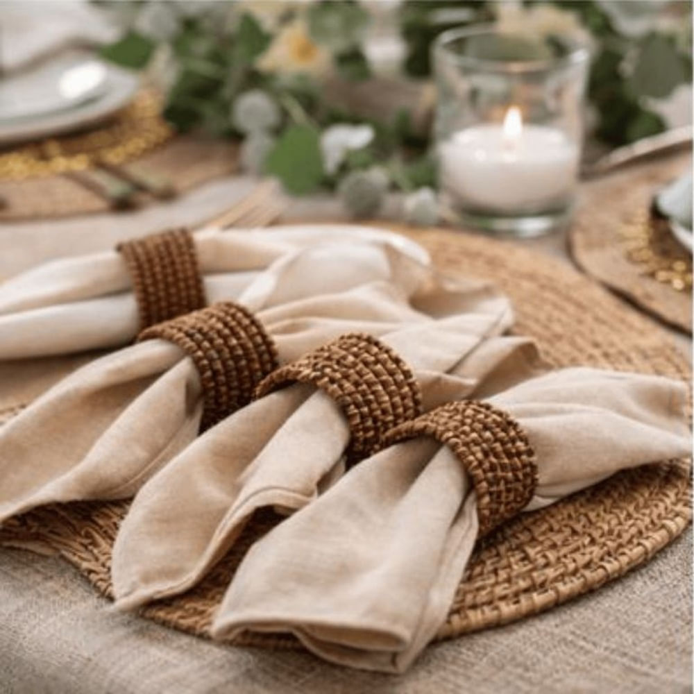 Plato de Sitio Artesanal de Ratán Natural – Set x 4 Unidades - Estilo Boho Elegante