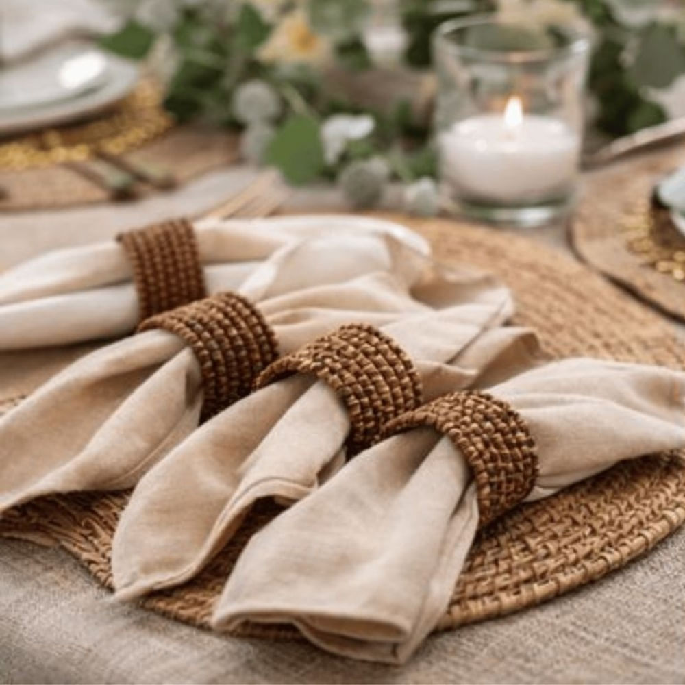 Aros de Servilleta Artesanales de Ratán Natural – Set x 6 Unidades - Estilo Orgánico