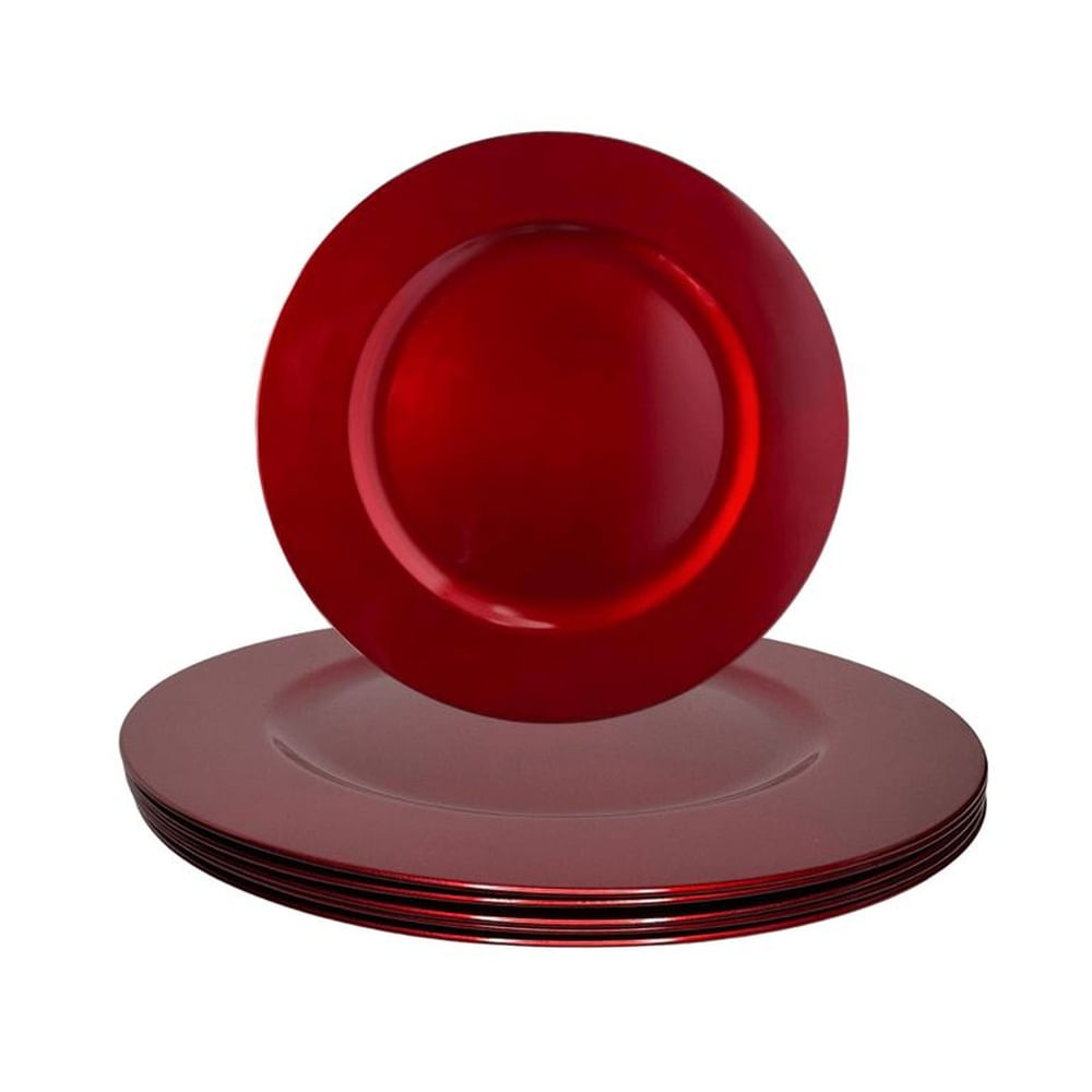 Plato Base Rojo Escarlata x 6 Unidades