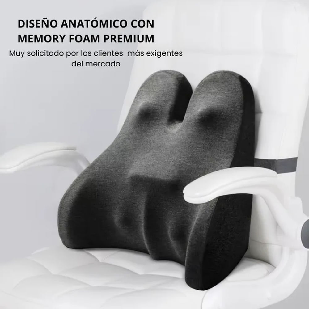 Cojín Espalda Premium Alta Gama Corrector Lumbar Silla Auto Negro Cojín Espalda Premium Alta Gama Corrector Lumbar Silla Auto Negro