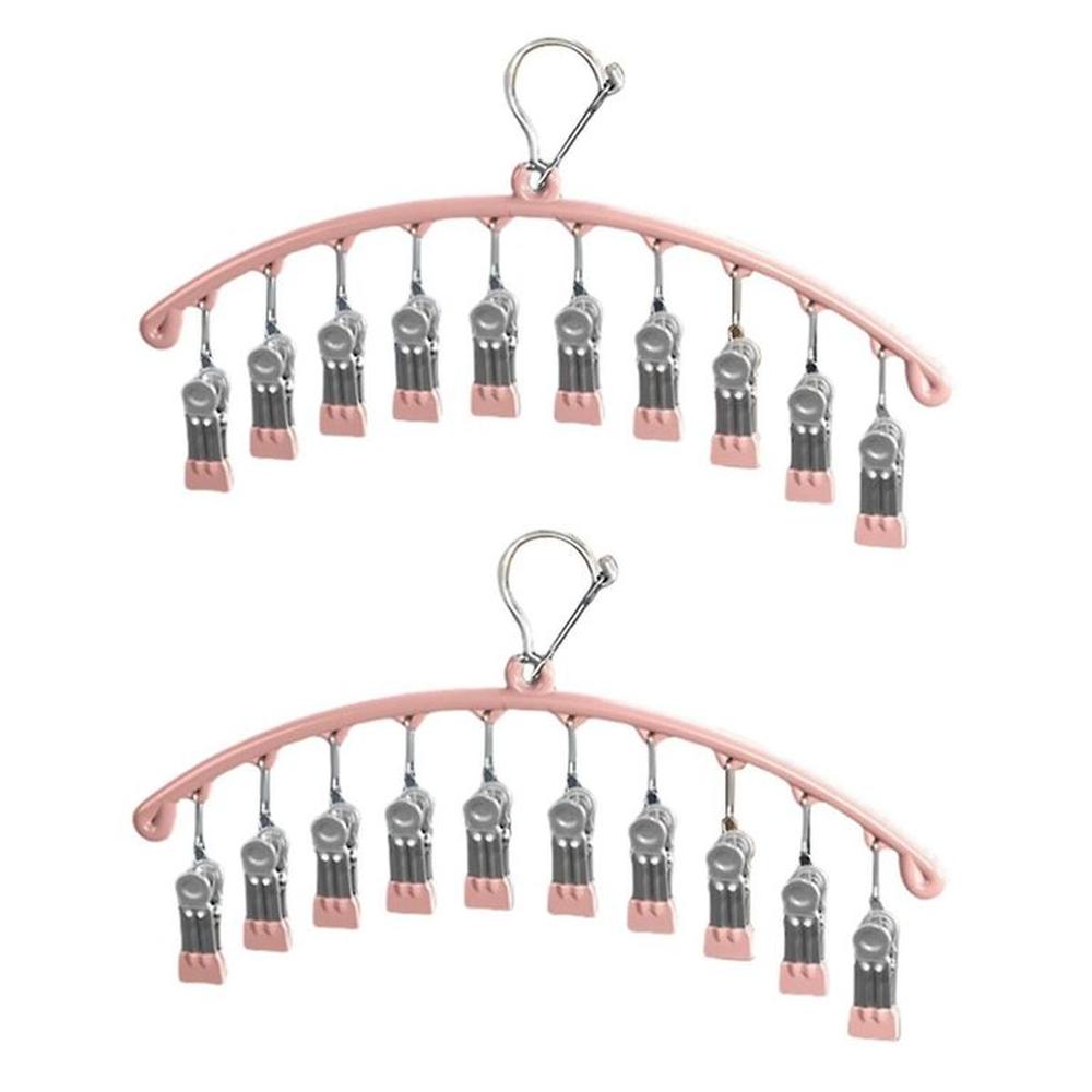 PACK X2 COLGADOR DE ROPA SECADOR COLGANTE DE 10 CLIPS ROSADO