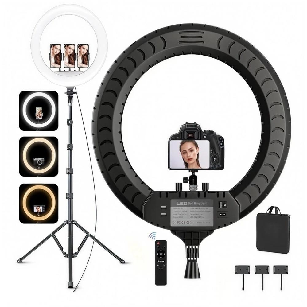 Aro de Luz LED Profesional 45cm con Trípode Control Remoto y Soporte para 3 Celulares Aro de Luz LED Profesional 45cm con Trípode Control Remoto y Soporte para 3 Celulares