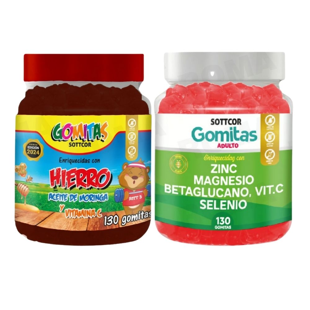 PACK 2 GOMITAS HIERRO NIÑOS + ZINC ADULTO 260 UND