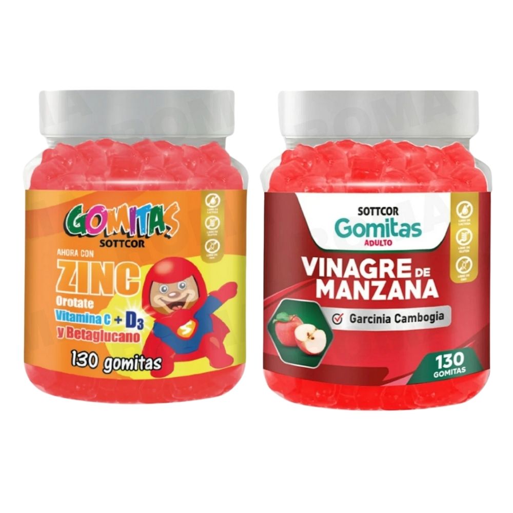 PACK 2 GOMITAS ZINC OROTATE NIÑOS + GOMITAS VINAGRE DE MANZANA