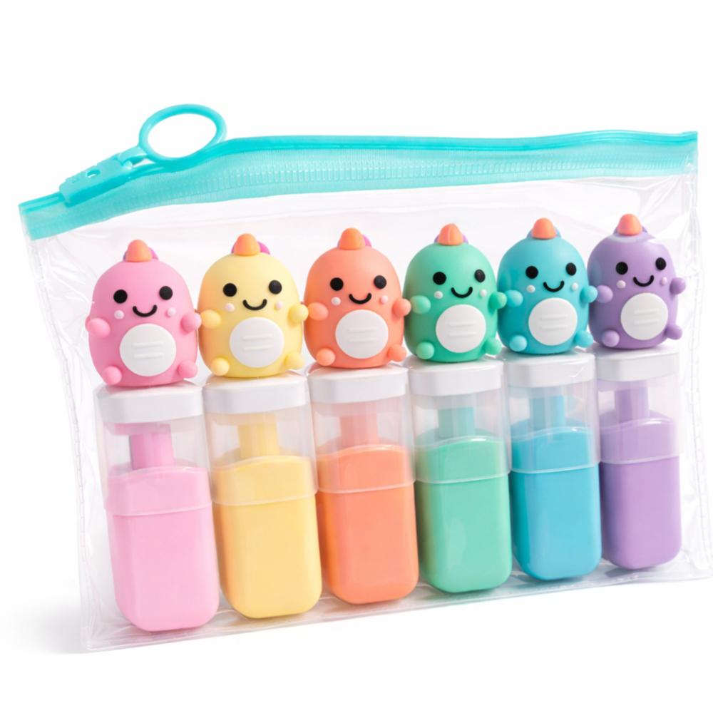 Resaltadores dinosaurio kawaii 6 colores Resaltadores dinosaurio kawaii 6 colores