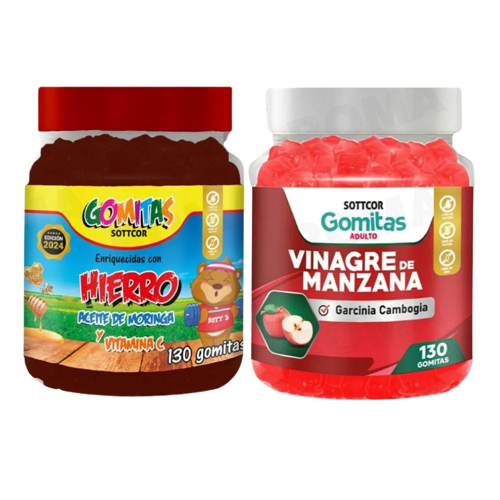 PACK 2 GOMITAS HIERRO NIÑOS + VINAGRE DE MANZANA 130 UND