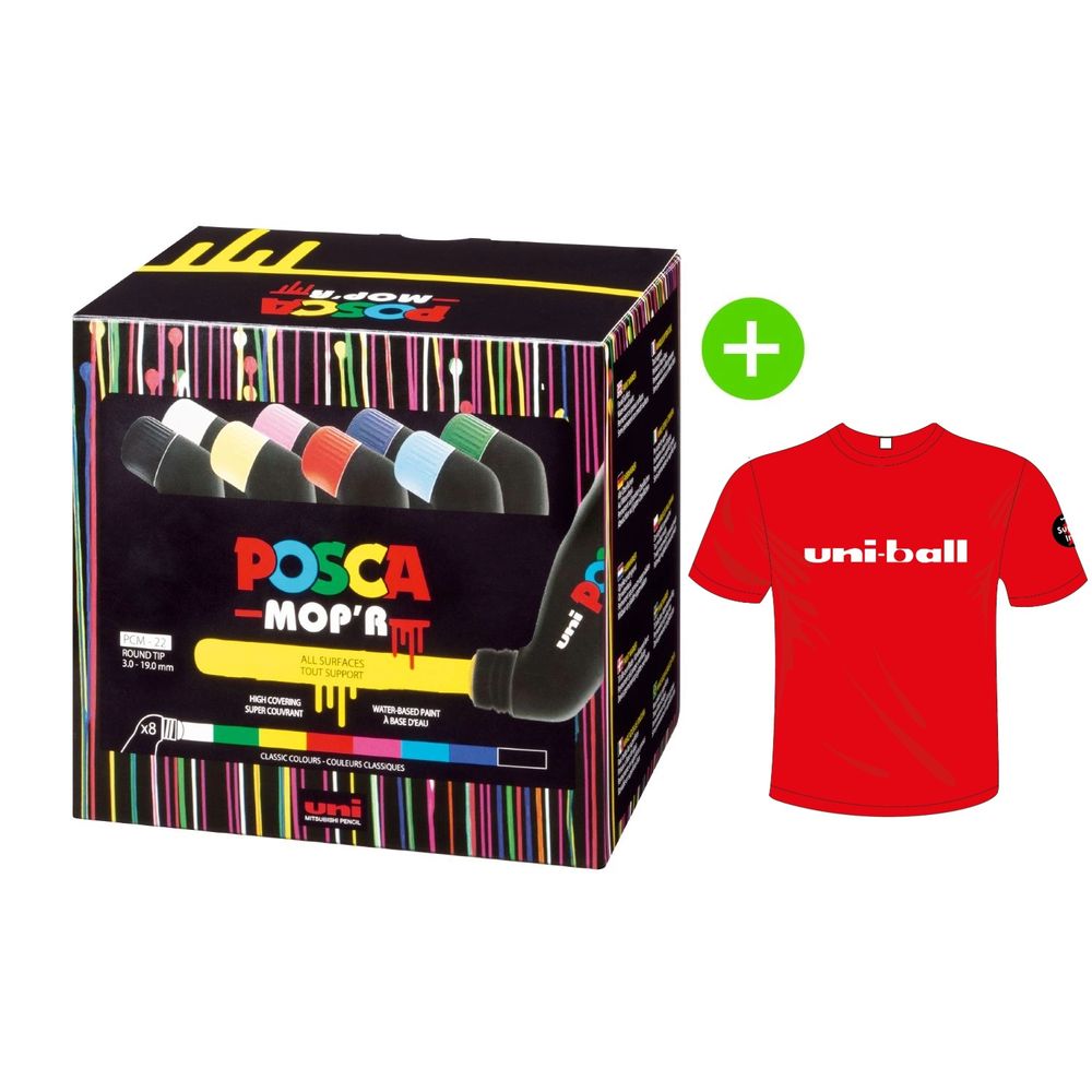 POSCA Pack PCM-22 MOPR 8C Básico Estuche X8 y Polo de Regalo POSCA Pack PCM-22 MOPR 8C Básico Estuche X8 y Polo de Regalo