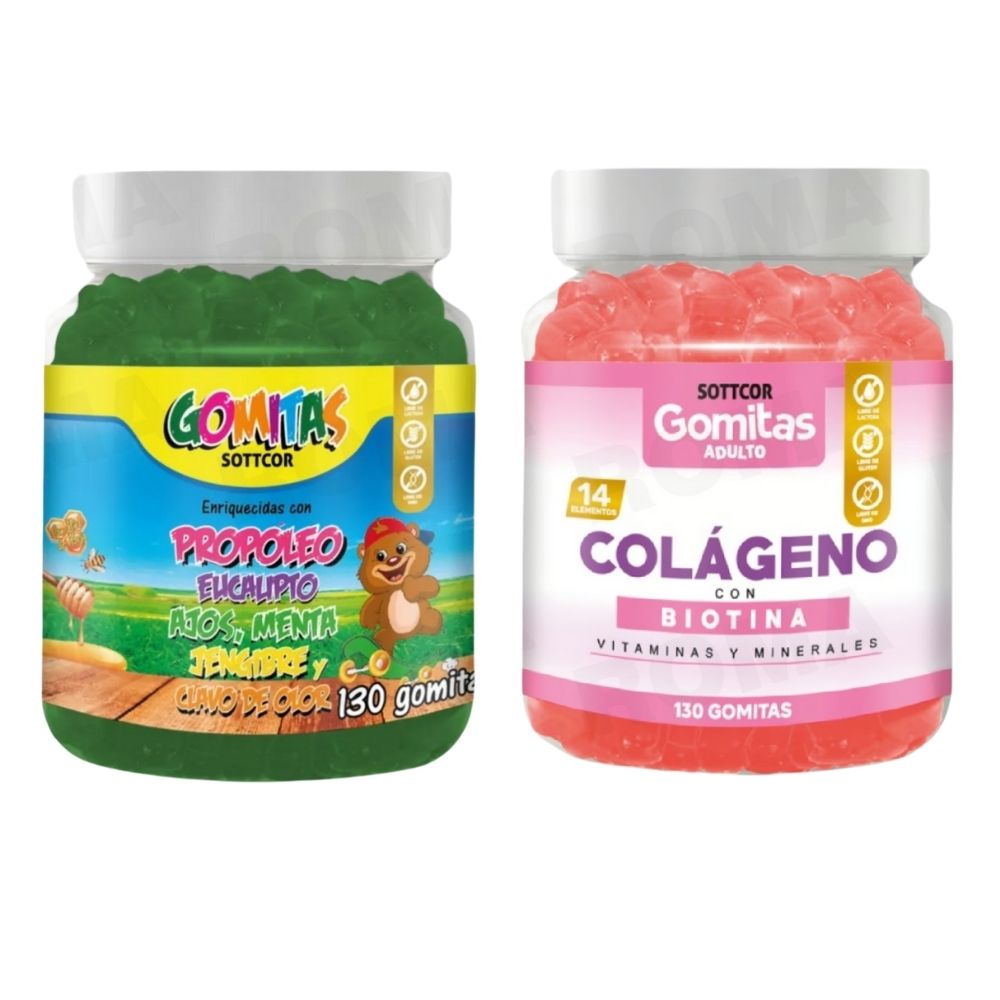 PACK 2 GOMITAS PROPÓLEO NIÑOS + GOMITAS COLÁGENO CON BIOTINA 130UND