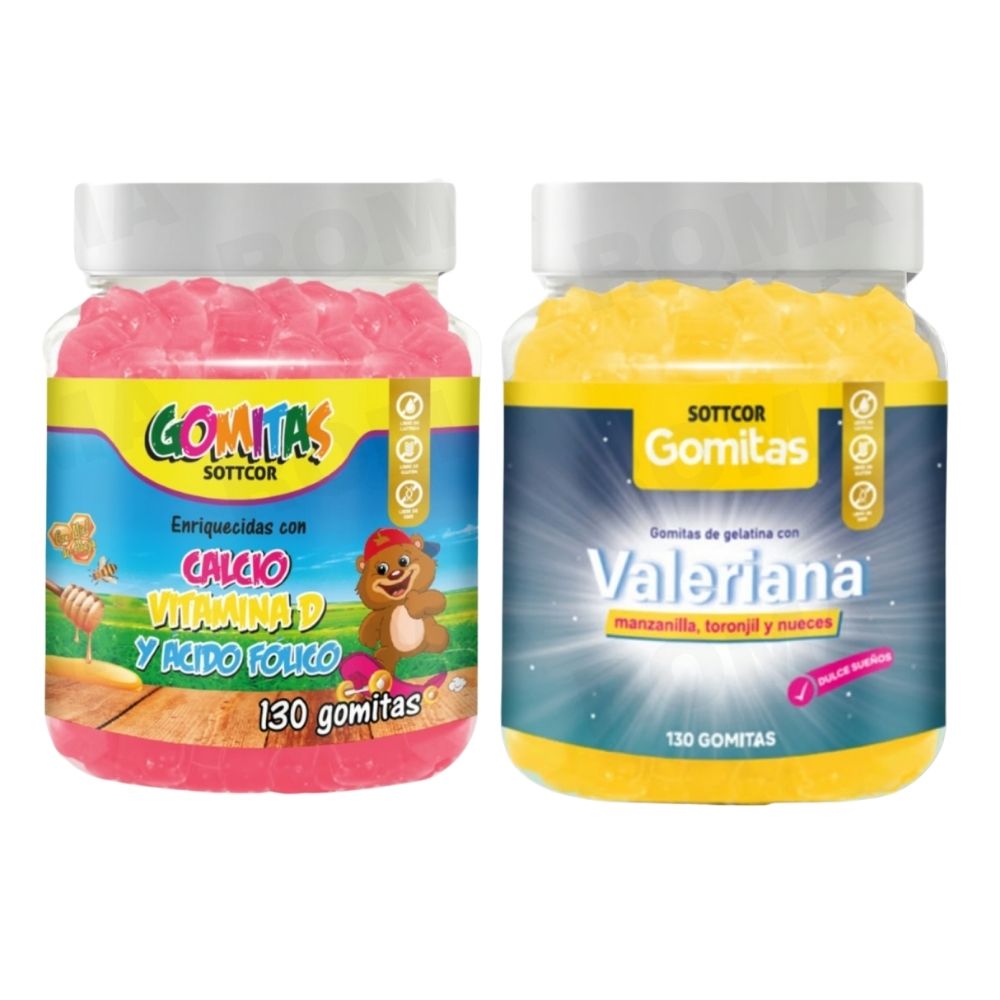 PACK 2 GOMITAS CALCIO NIÑOS + GOMITAS VALERIANA ADULTOS 260UND