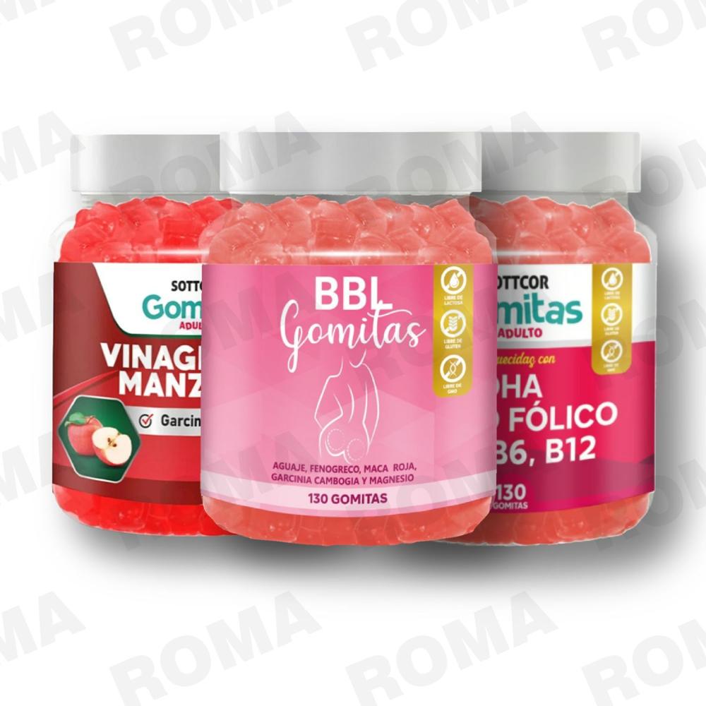 PACK 3 GOMITAS BBL AGUAJE, VINAGRE DE MANZANA Y DHA SOTTCORLABS