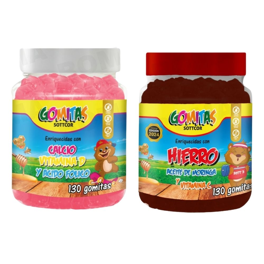 PACK 2 GOMITAS CALCIO NIÑOS + HIERRO NIÑOS 260 UND