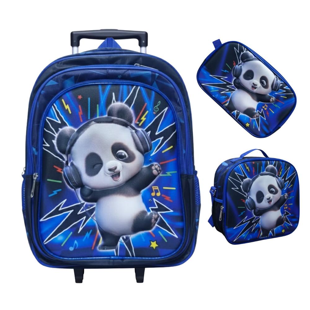 Mochila con Ruedas para Niños y Niñas Multipack 3 en 1 Diseño Panda Regreso a Clases