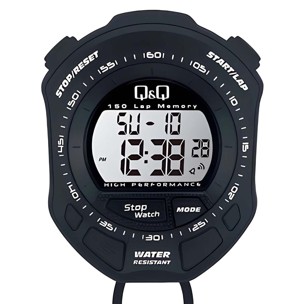 Cronómetro Q&Q MF01J 150 Memorias Rango 10 hrs Resolución 01/100 Negro