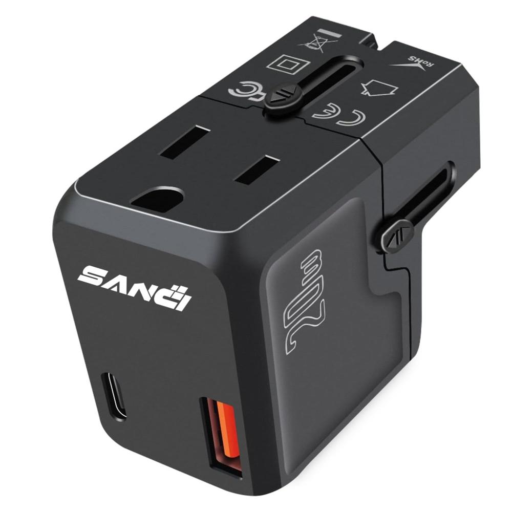 Adaptador de Viaje Universal Internacional USB C PD 20W y USB A para Más de 200 Países