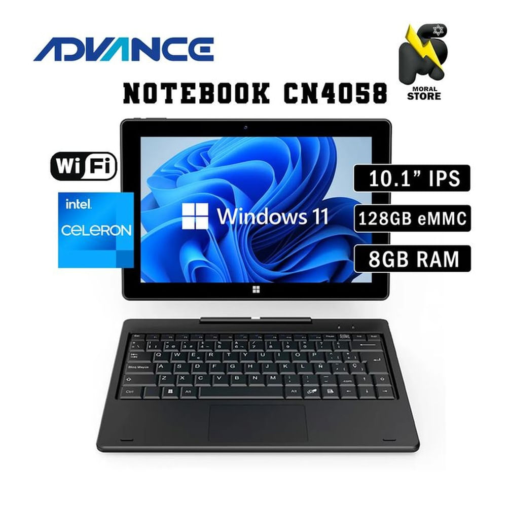 NOTEBOOK 2 en 1 ADVANCE CN4058 / CELERON N4020 / 8GB RAM/ 128GB /10.1""PANTALLA TOUCH