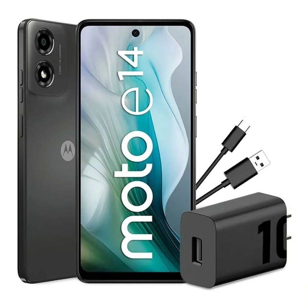 Celular Motorola Moto E14 64GB 2GB 13MP frontal 5MP 66 Pulg gris