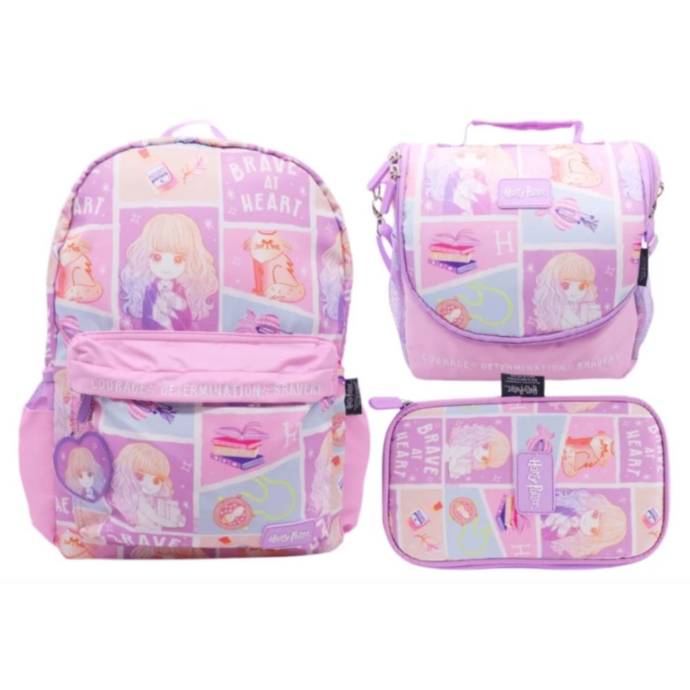Pack Mochila Harry Potter Niña Oficio Lonchera Y Cartuchera