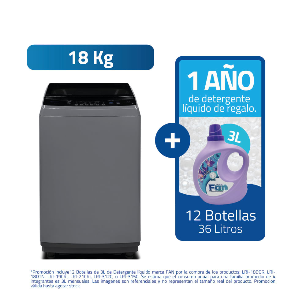 Lavadora Automática Indurama 18KG LRI-18DGR Gris Oscuro
