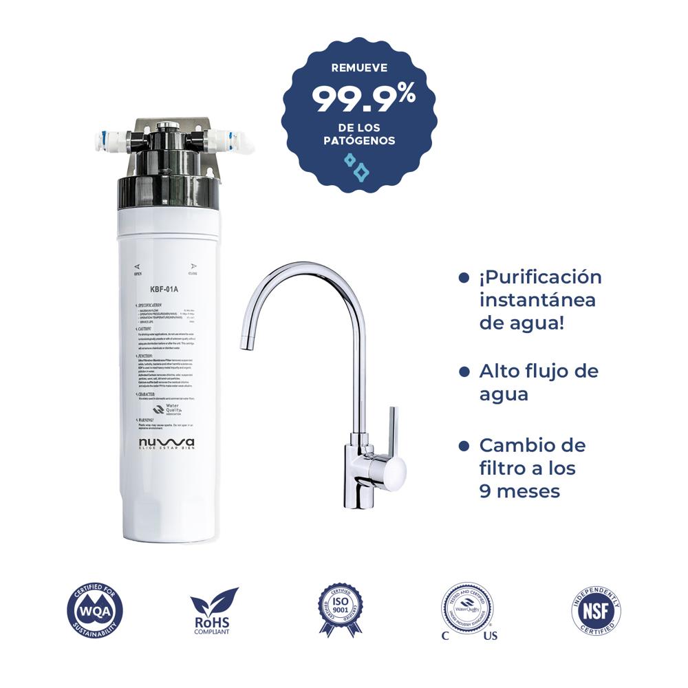 Filtro Purificador de agua Nuwa Ultrafiltración con KDF Bajo Lavadero NUUFKDFI01 Filtro Purificador de agua Nuwa Ultrafiltración con KDF Bajo Lavadero NUUFKDFI01