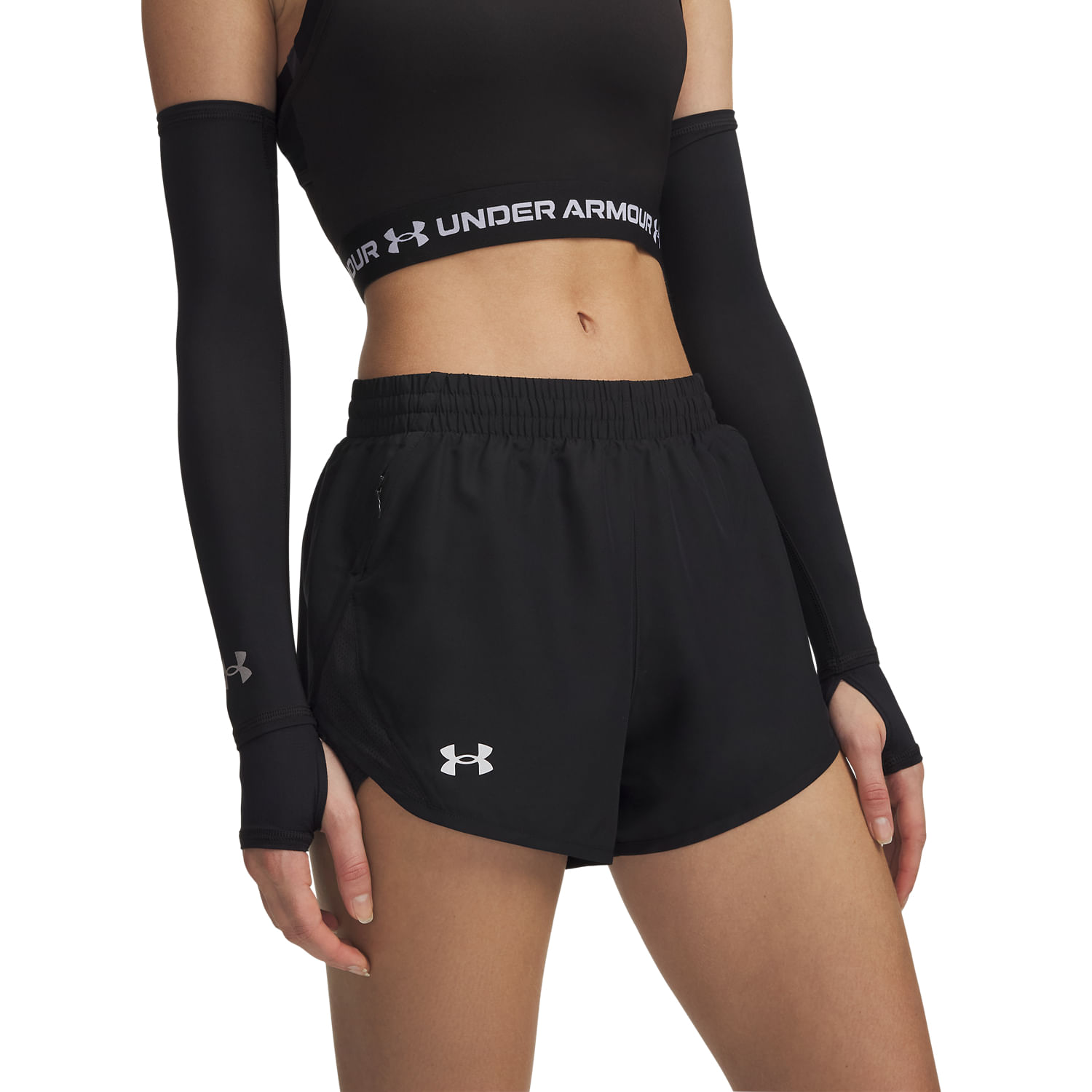 Short Deportivo Under Armour Mujer Fly By 3 Shorts-Blk 1382438-001 Negro