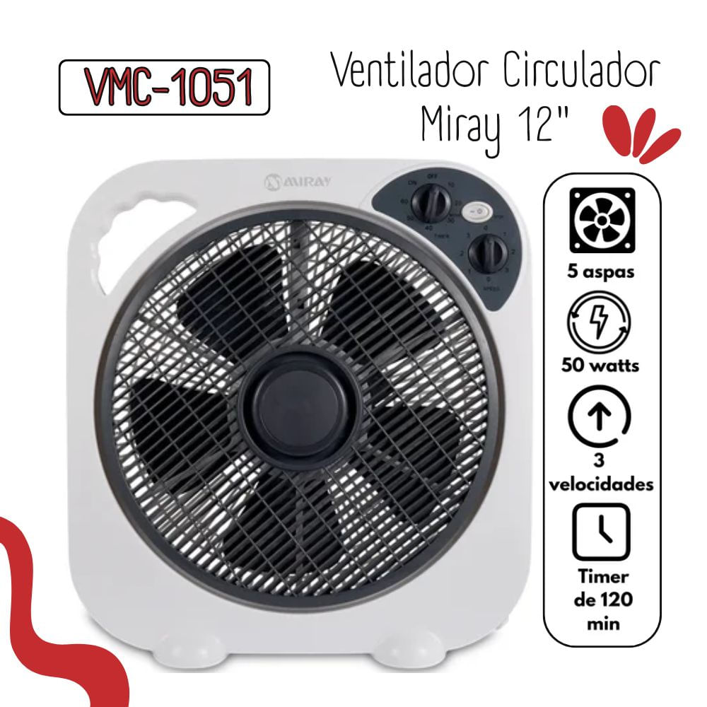 Ventilador Circulador Blanco 12 VMC-1051