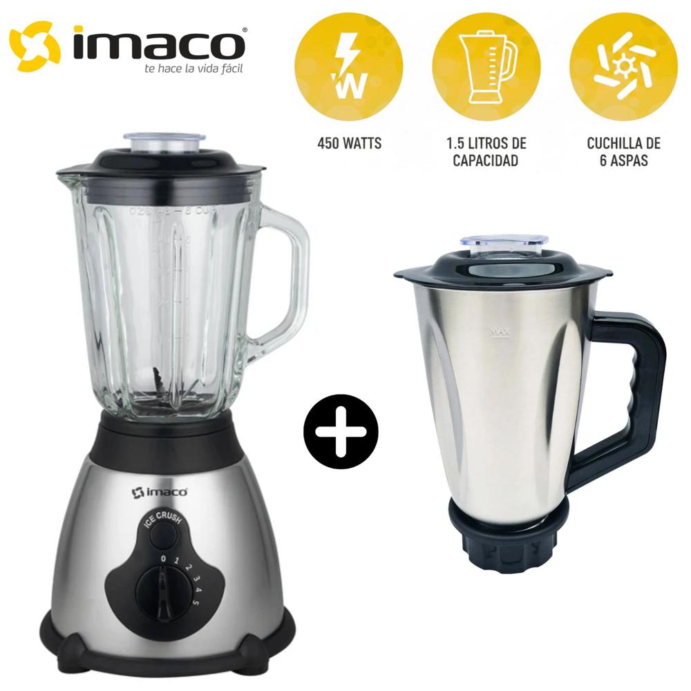 Combo Imaco Licuadora BLS 509 + Jarra de Acero con Tapa 450 watts