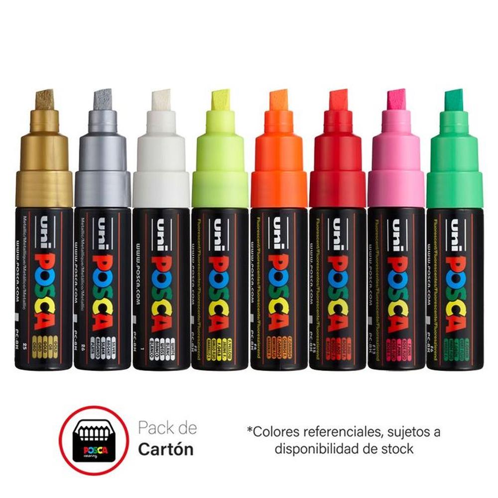 POSCA Pack PC-8K8P Estuche X8 Fluorescente